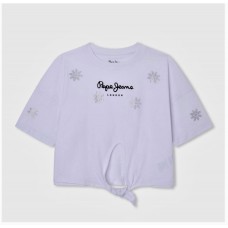 PEPE JEANS GARLAND PG502934-800  ΜΠΛΟΥΖΑ CROP ΚΟΝΤΟΜΑΝΙΚΗ  ΛΕΥΚΟ